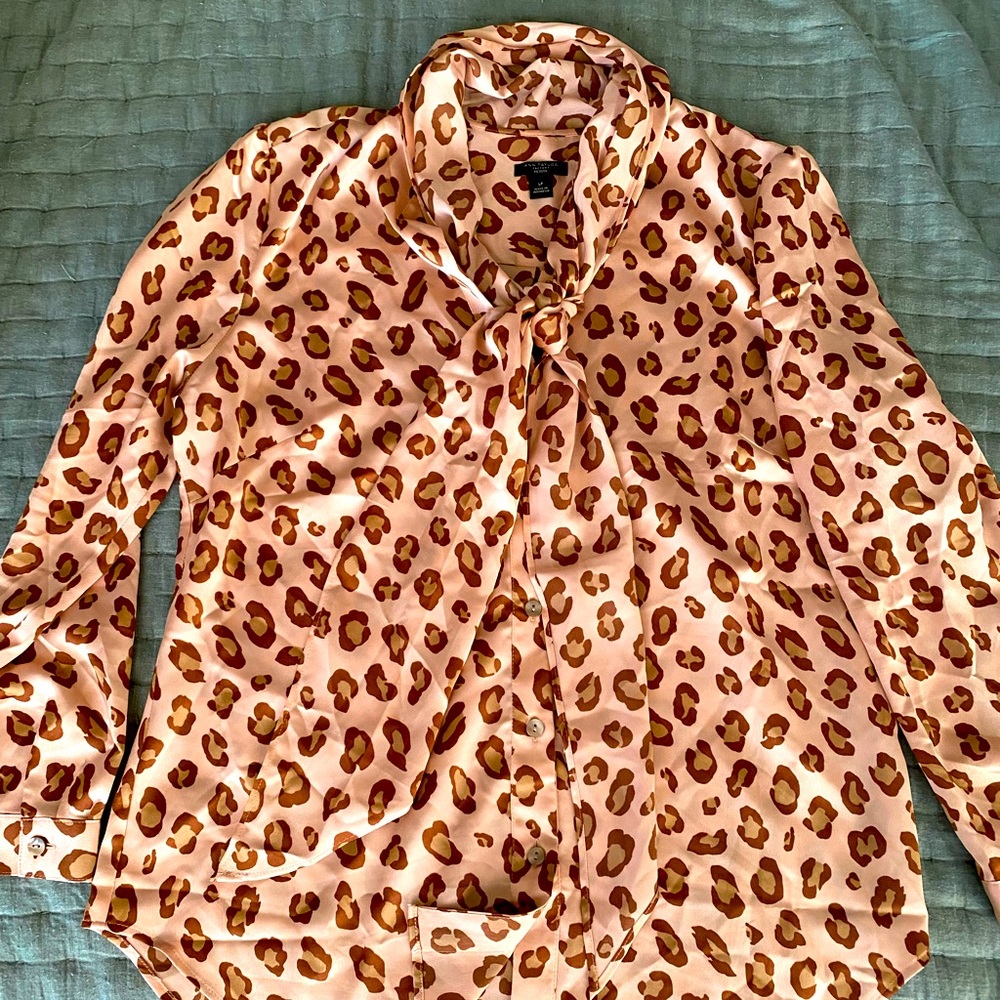 Ann Taylor Factory Leopard Tie Blouse